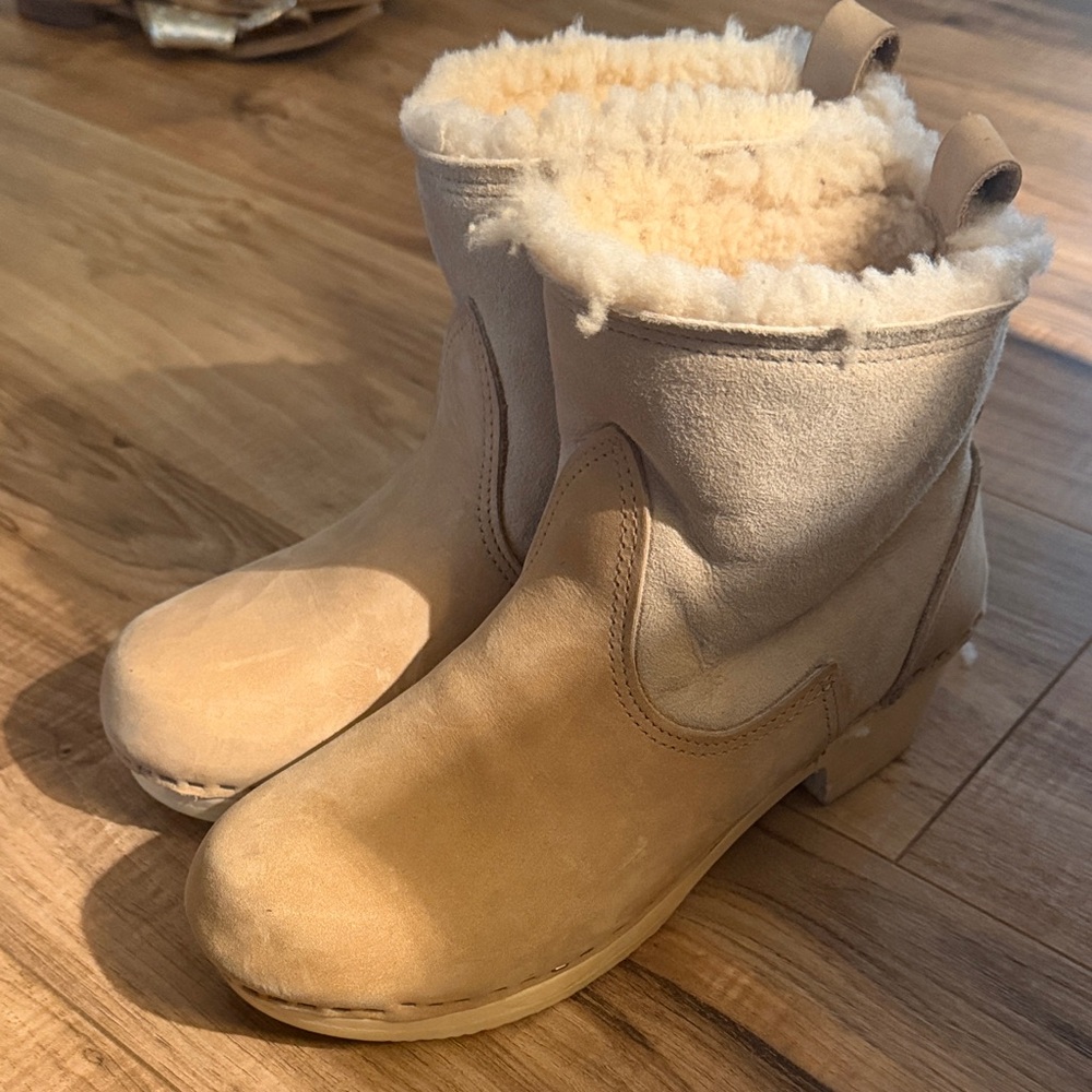 No. 6 Tan Shearling Ankle Boots